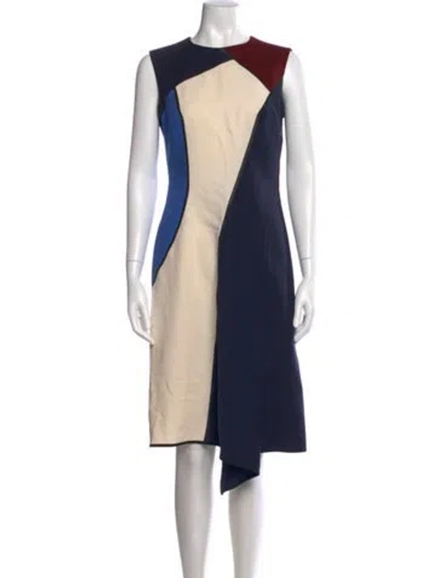Pre-owned Escada Virgin Wool Knee-length Dress In Blue