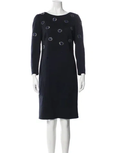 Pre-owned Escada Virgin Wool Knee-length Dress In Blue