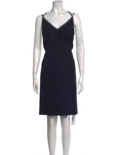 Pre-owned Escada Virgin Wool Knee-length Dress In Blue