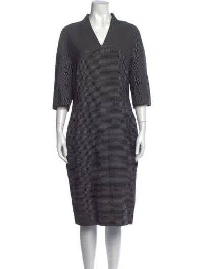 Pre-owned Escada Virgin Wool Knee-length Dress In Blue