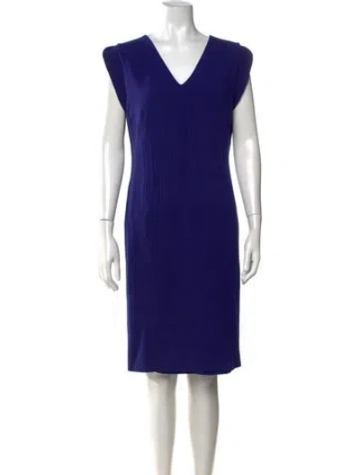 Pre-owned Escada Virgin Wool Knee-length Dress In Blue