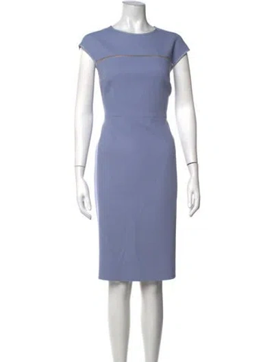 Pre-owned Escada Virgin Wool Knee-length Dress In Blue