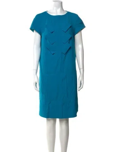 Pre-owned Escada Virgin Wool Knee-length Dress In Blue