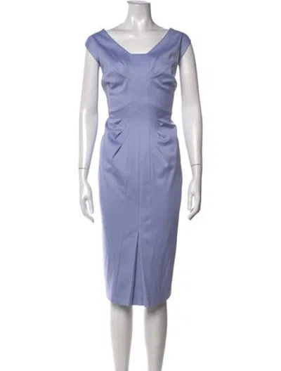 Pre-owned Escada Virgin Wool Knee-length Dress In Blue