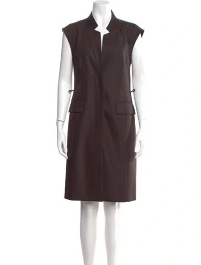 Pre-owned Escada Virgin Wool Knee-length Dress In Brown