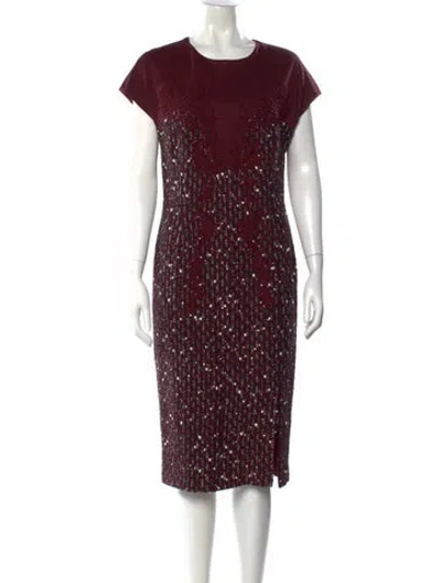 Pre-owned Escada Virgin Wool Knee-length Dress In Burgundy