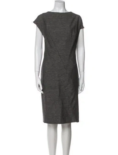 Pre-owned Escada Virgin Wool Knee-length Dress In Gray