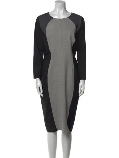 Pre-owned Escada Virgin Wool Knee-length Dress In Gray