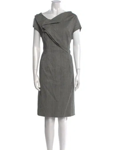 Pre-owned Escada Virgin Wool Knee-length Dress In Gray