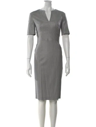 Pre-owned Escada Virgin Wool Knee-length Dress In Gray