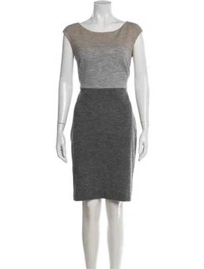 Pre-owned Escada Virgin Wool Knee-length Dress In Gray