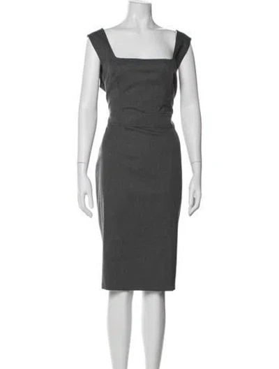 Pre-owned Escada Virgin Wool Knee-length Dress In Gray