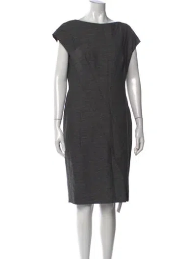 Pre-owned Escada Virgin Wool Knee-length Dress In Gray