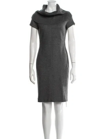 Pre-owned Escada Virgin Wool Knee-length Dress In Gray
