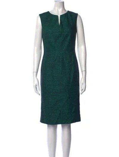 Pre-owned Escada Virgin Wool Knee-length Dress In Green