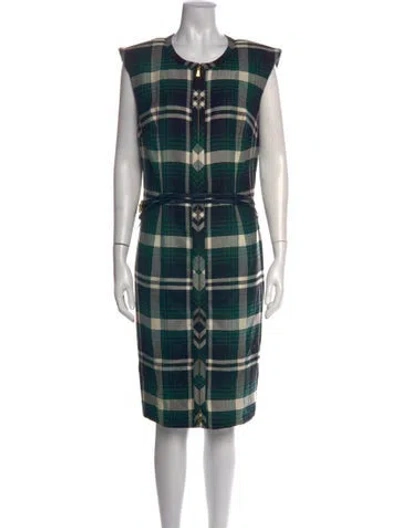 Pre-owned Escada Virgin Wool Knee-length Dress In Green