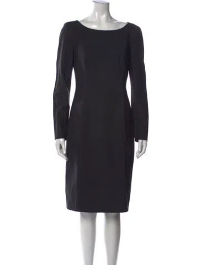 Pre-owned Escada Virgin Wool Knee-length Dress In Grey
