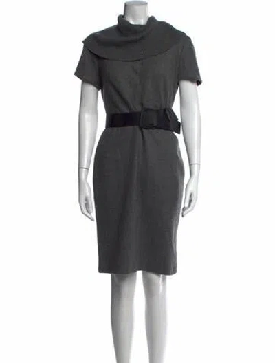 Pre-owned Escada Virgin Wool Knee-length Dress In Grey
