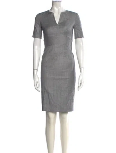 Pre-owned Escada Virgin Wool Knee-length Dress In Grey