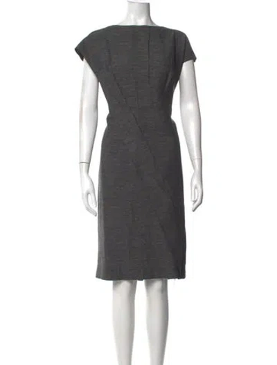 Pre-owned Escada Virgin Wool Knee-length Dress In Grey