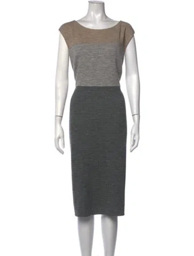 Pre-owned Escada Virgin Wool Knee-length Dress In Grey