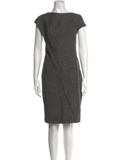 Pre-owned Escada Virgin Wool Knee-length Dress In Grey