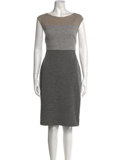 Pre-owned Escada Virgin Wool Knee-length Dress In Grey