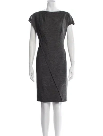 Pre-owned Escada Virgin Wool Knee-length Dress In Grey