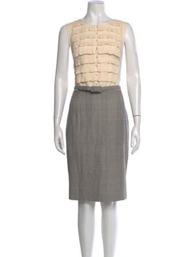 Pre-owned Escada Virgin Wool Knee-length Dress In Neutral