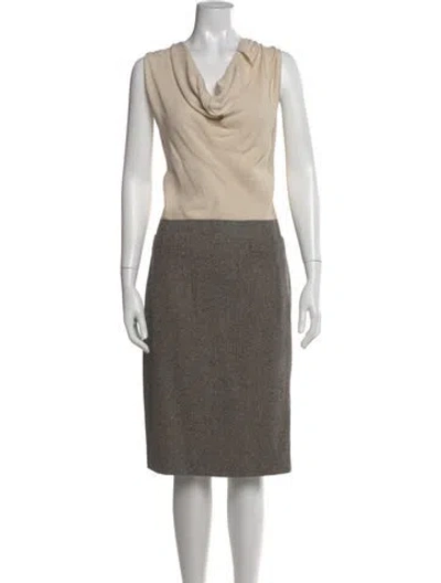 Pre-owned Escada Virgin Wool Knee-length Dress In Neutral