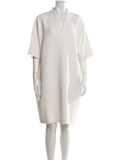 Pre-owned Escada Virgin Wool Knee-length Dress In Neutral