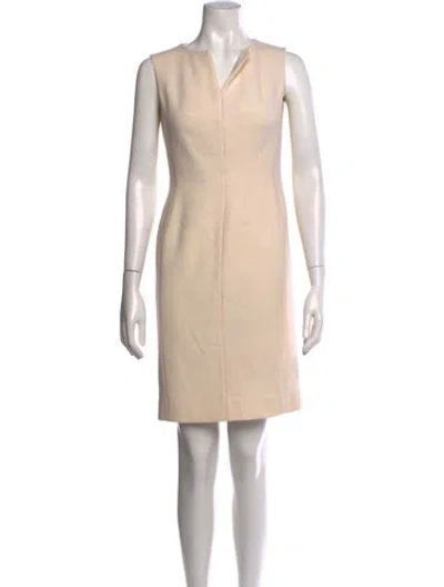Pre-owned Escada Virgin Wool Knee-length Dress In Neutral