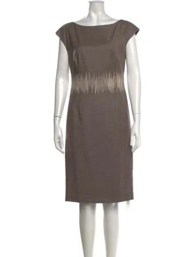 Pre-owned Escada Virgin Wool Knee-length Dress In Neutral