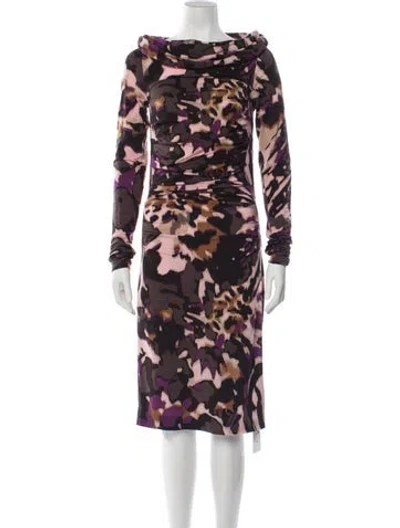 Pre-owned Escada Virgin Wool Knee-length Dress In Purple