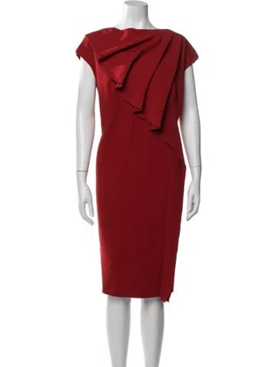 Pre-owned Escada Virgin Wool Knee-length Dress In Red