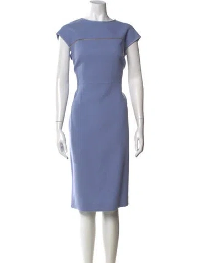Pre-owned Escada Virgin Wool Knee-length Dress W/ Tags In Blue