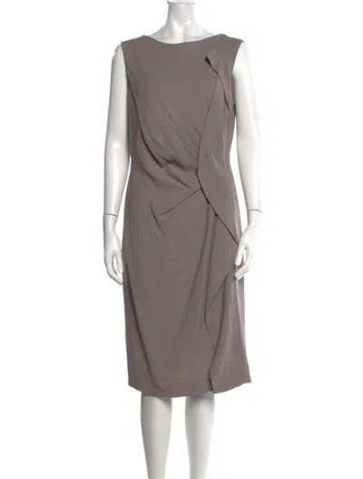 Pre-owned Escada Virgin Wool Knee-length Dress W/ Tags In Grey