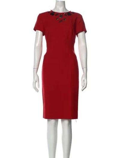 Pre-owned Escada Virgin Wool Knee-length Dress W/ Tags In Red