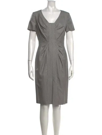 Pre-owned Escada Virgin Wool Knee-length Dress In White