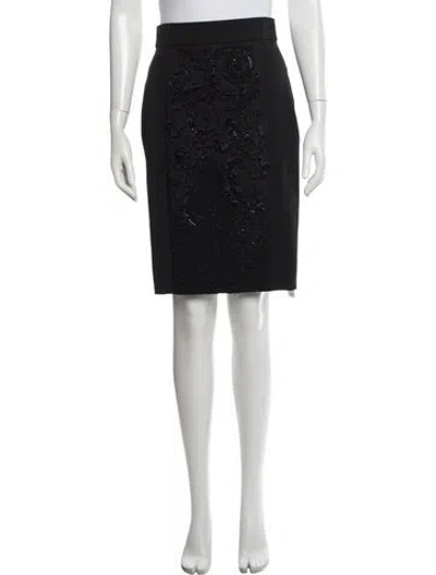 Pre-owned Escada Virgin Wool Knee-length Skirt In Black