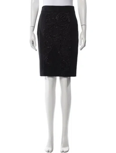 Pre-owned Escada Virgin Wool Knee-length Skirt In Black