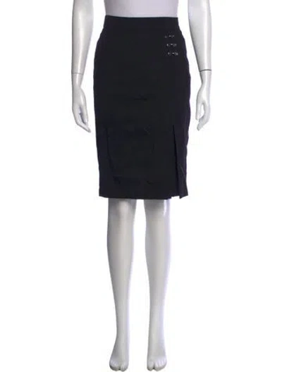 Pre-owned Escada Virgin Wool Knee-length Skirt In Blue