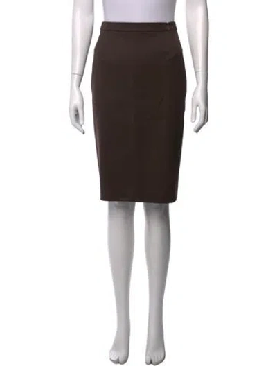 Pre-owned Escada Virgin Wool Knee-length Skirt In Brown