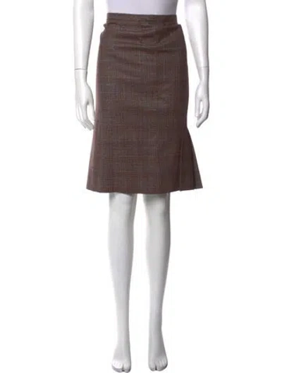 Pre-owned Escada Virgin Wool Knee-length Skirt In Brown