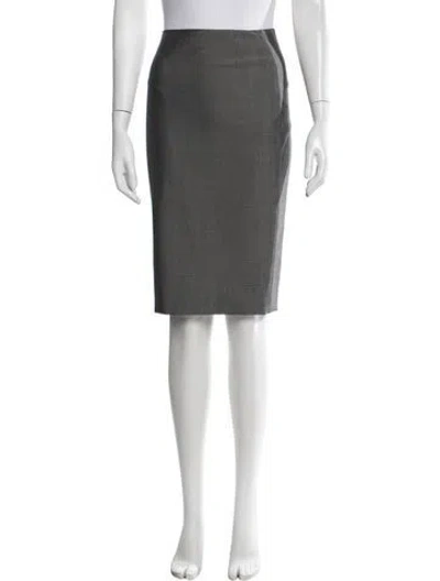 Pre-owned Escada Virgin Wool Knee-length Skirt In Grey