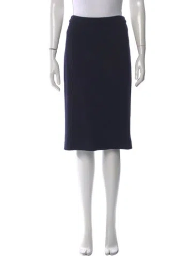 Pre-owned Escada Virgin Wool Knee-length Skirt W/ Tags In Black