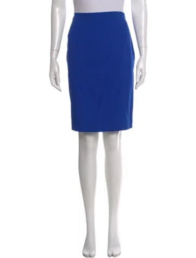 Pre-owned Escada Virgin Wool Knee-length Skirt W/ Tags In Blue
