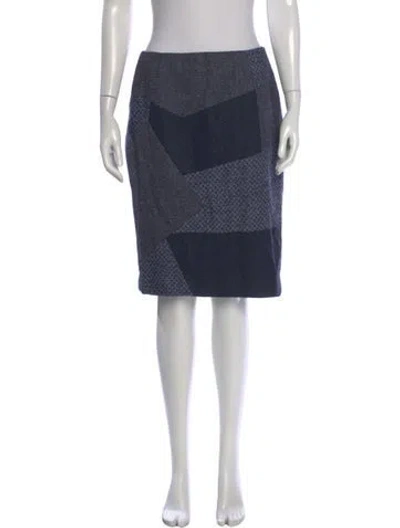 Pre-owned Escada Virgin Wool Knee-length Skirt W/ Tags In Blue