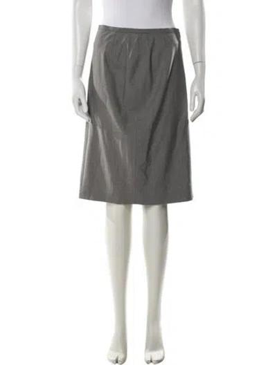 Pre-owned Escada Virgin Wool Knee-length Skirt W/ Tags In Gray