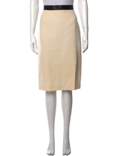 Pre-owned Escada Virgin Wool Knee-length Skirt W/ Tags In Neutrals